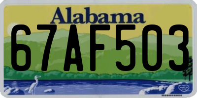 AL license plate 67AF503