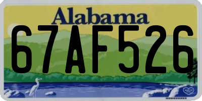 AL license plate 67AF526