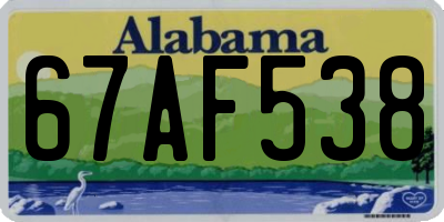 AL license plate 67AF538