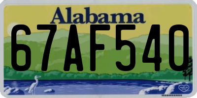 AL license plate 67AF540