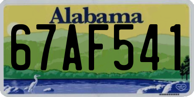 AL license plate 67AF541