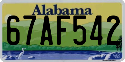 AL license plate 67AF542