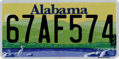 AL license plate 67AF574