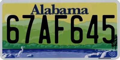 AL license plate 67AF645