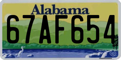 AL license plate 67AF654