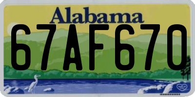 AL license plate 67AF670