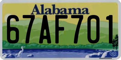 AL license plate 67AF701