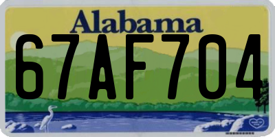 AL license plate 67AF704