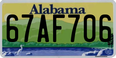 AL license plate 67AF706