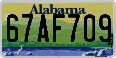 AL license plate 67AF709