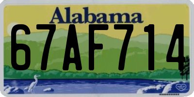 AL license plate 67AF714