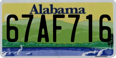 AL license plate 67AF716