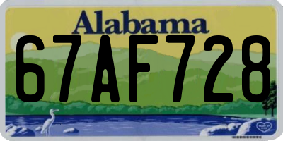 AL license plate 67AF728