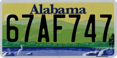AL license plate 67AF747