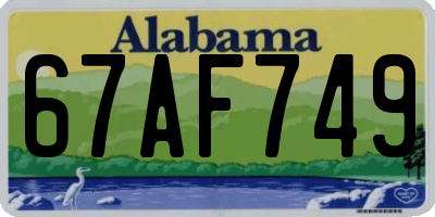 AL license plate 67AF749