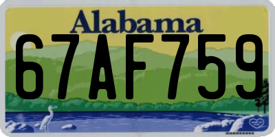 AL license plate 67AF759