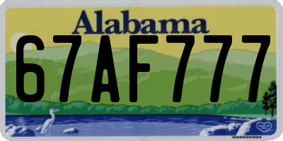 AL license plate 67AF777