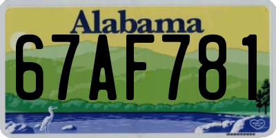 AL license plate 67AF781