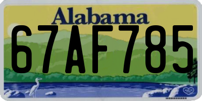 AL license plate 67AF785