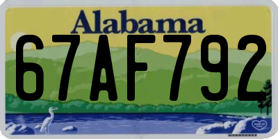 AL license plate 67AF792