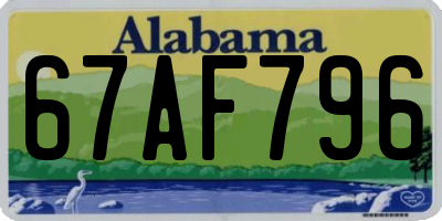 AL license plate 67AF796