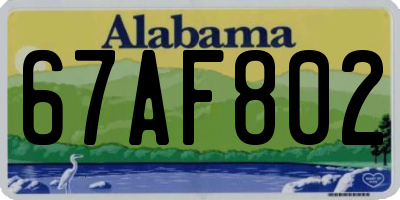 AL license plate 67AF802