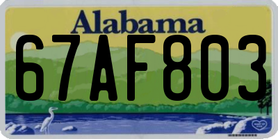AL license plate 67AF803