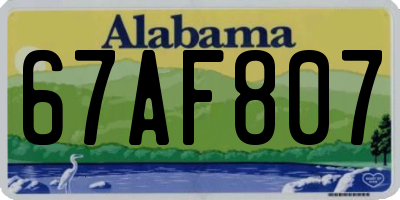 AL license plate 67AF807