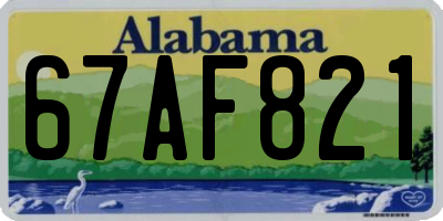 AL license plate 67AF821