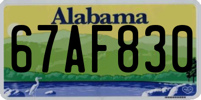 AL license plate 67AF830