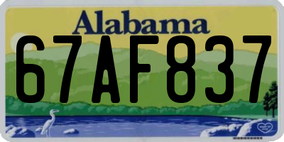 AL license plate 67AF837