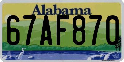 AL license plate 67AF870