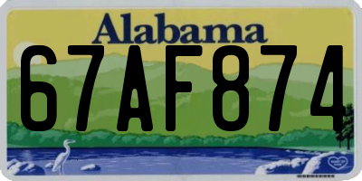 AL license plate 67AF874