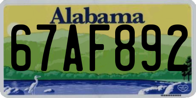AL license plate 67AF892