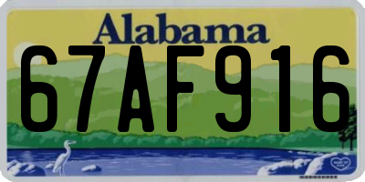 AL license plate 67AF916