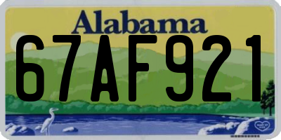 AL license plate 67AF921