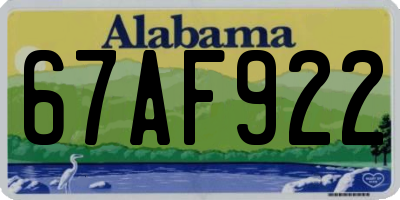 AL license plate 67AF922