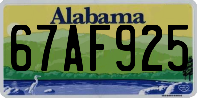 AL license plate 67AF925