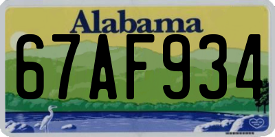 AL license plate 67AF934