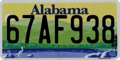 AL license plate 67AF938