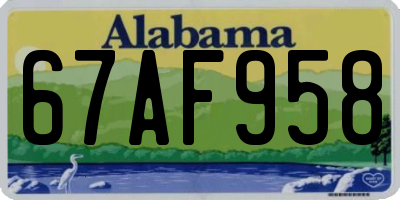 AL license plate 67AF958
