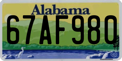 AL license plate 67AF980