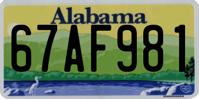 AL license plate 67AF981