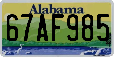 AL license plate 67AF985