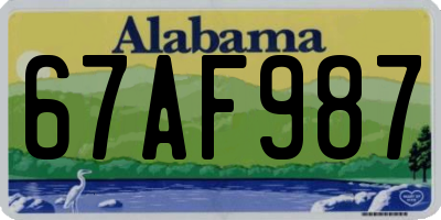 AL license plate 67AF987