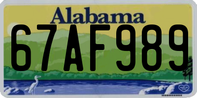 AL license plate 67AF989