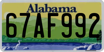 AL license plate 67AF992