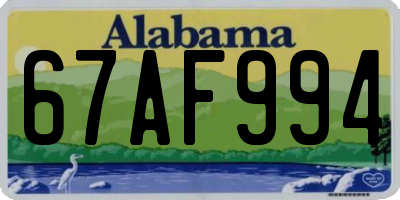 AL license plate 67AF994