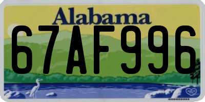 AL license plate 67AF996