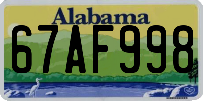 AL license plate 67AF998